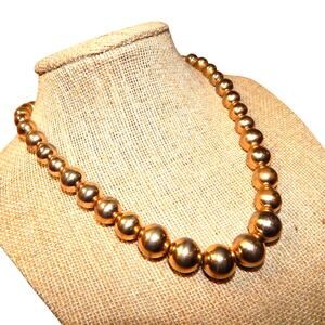 15" Classy 30's- 50's Vintage By Stephan Bartek Graduating Golden Ball Necklace